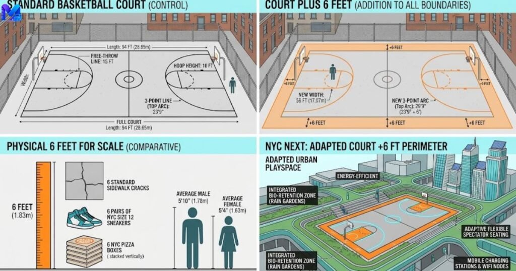A Basketball Court Plus 6 Feet